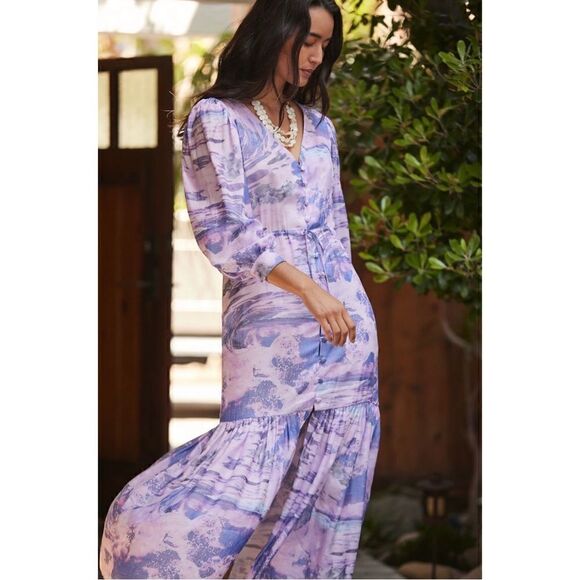 Anthropologie Dresses & Skirts - NEW Anthropologie Boamar Riviere Button-Front Flounced Belted Maxi Dress Small